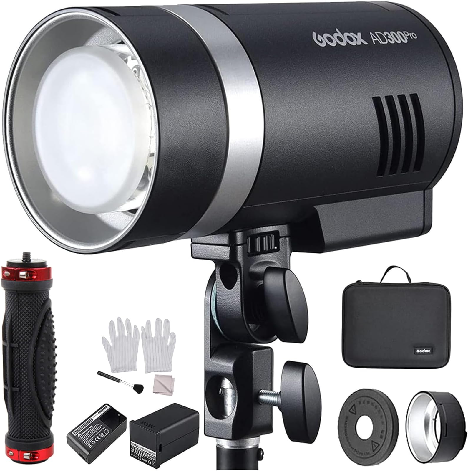 Godox AD300Pro Portable Strobe External Flash 2.4G Wireless 300Ws 5600K TTL 1/8000s Quick Sync 0.01~1.5s Recycling Time 320 Times Full Power Flash 2600mAh