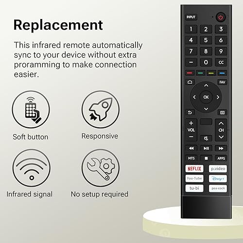 Miniatura 4 de para Hisense-Smart-TV Remoto de reemplazo, para Hisense 4K UHD Android Smart TV (ERF3J80H)