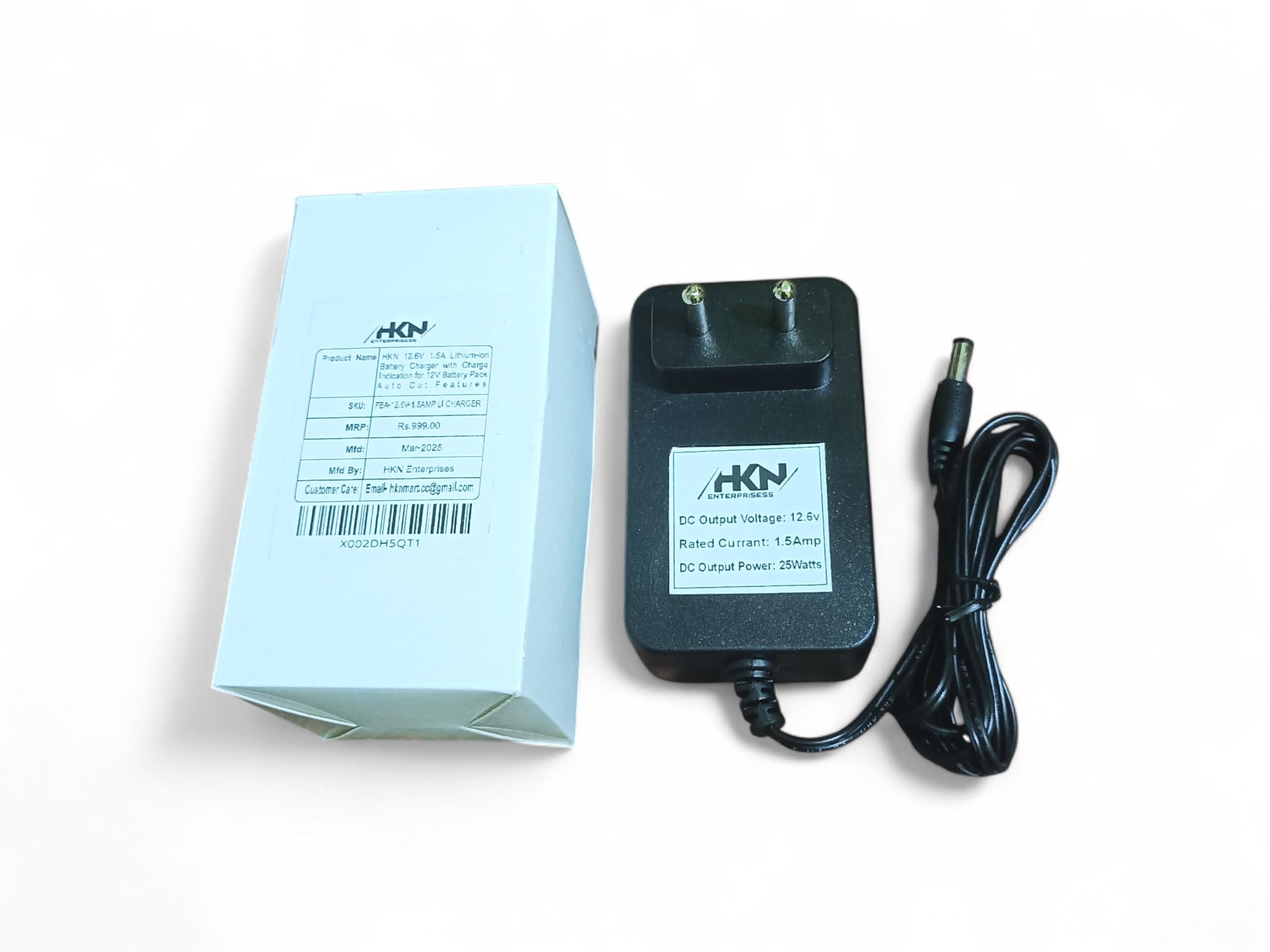 HKN 12.6V 1.5A Lithium-ion Battery Charger with Charge Indication for 12V Battery Pack