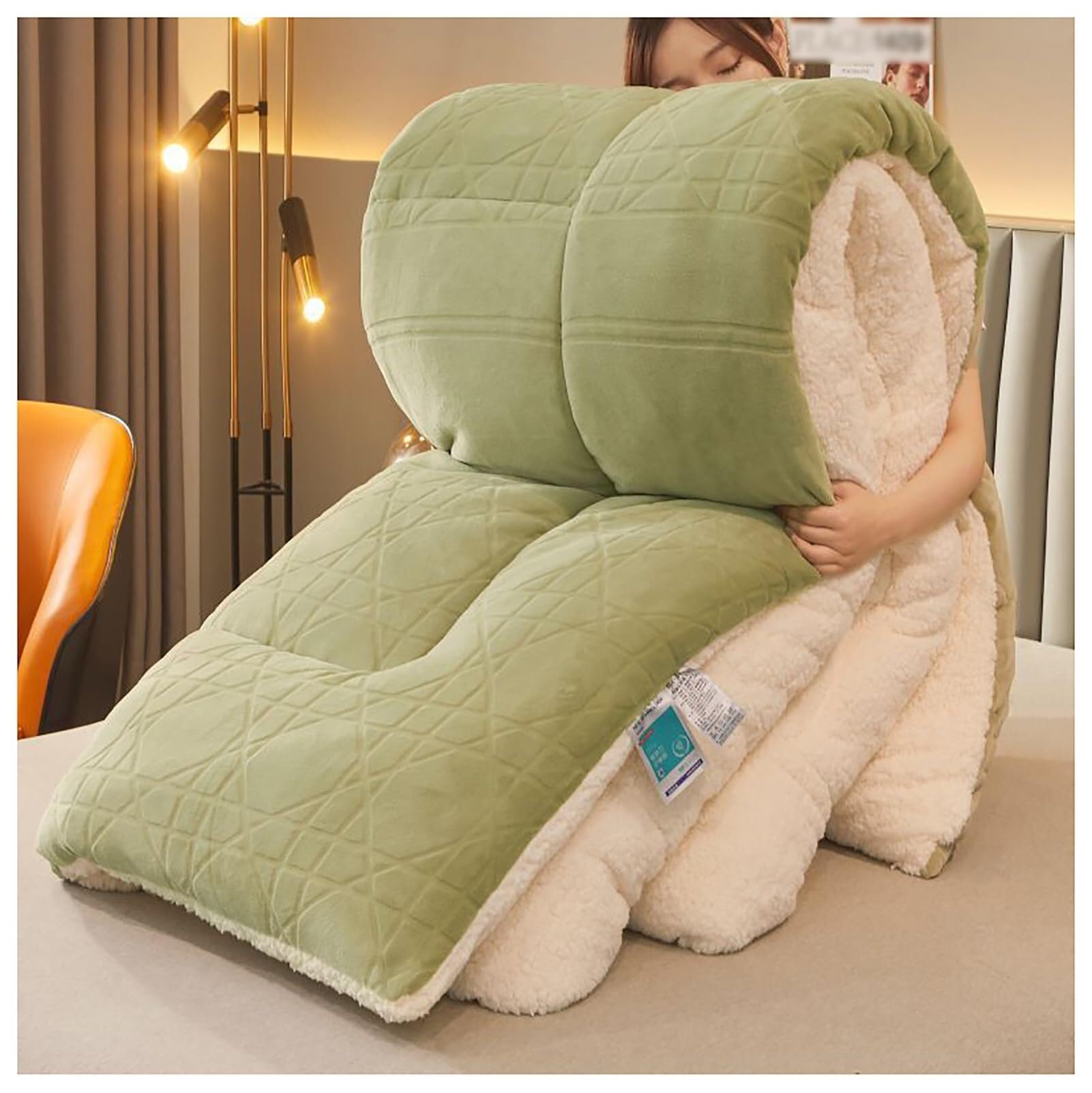 Super Warm Lamb Quilt Winter Blanket Thicken Winter Duvet Double-Sided Velvet Quilt Heavy Weight Bed Blanket(Color6,150X200cm(3.5kg))