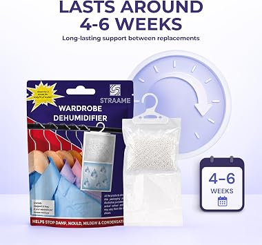 Straame Unscented Hanging Dehumidifiers, Wardrobe Moisture Absorber, 6 Pack