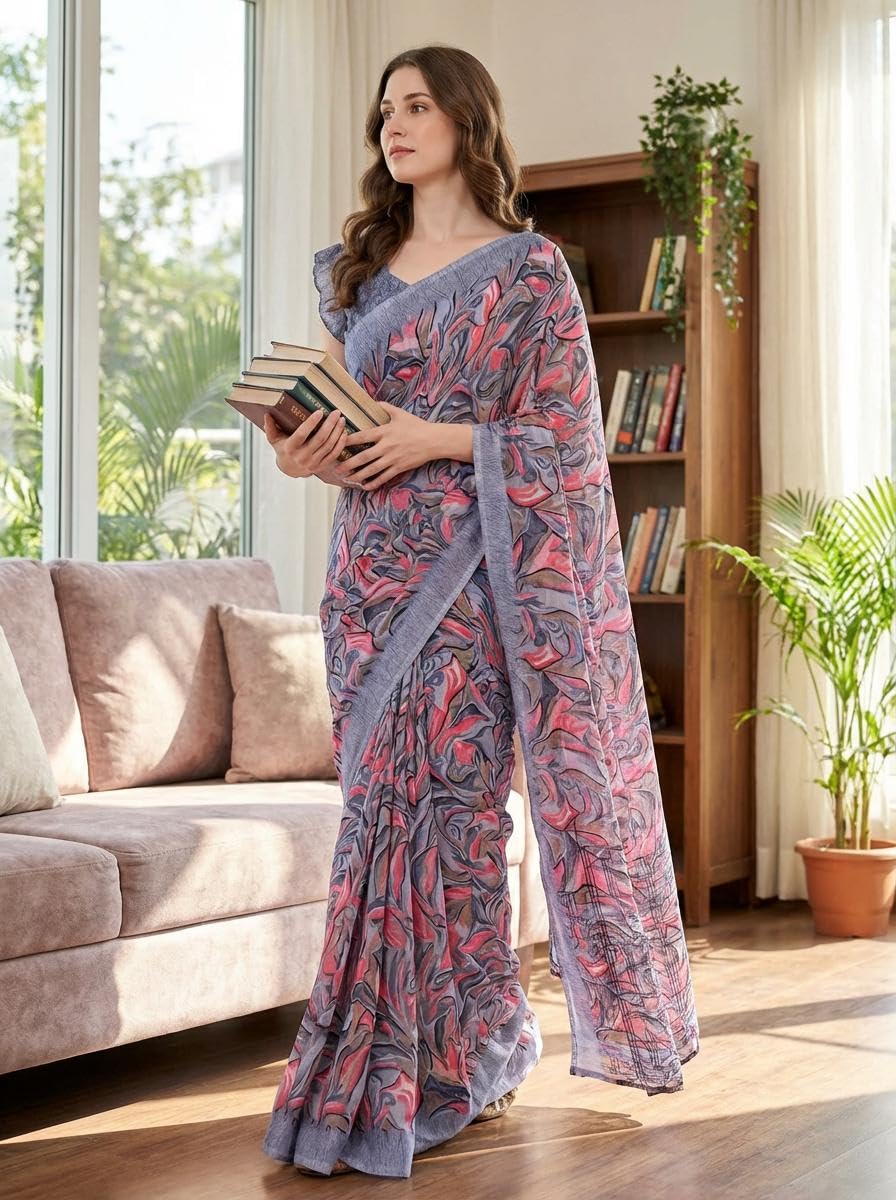 KASHVI SAREES Printed Georgette Saree With Unstitched Blouse Piece KASHVI SAREES Printed Georgette Saree With Unstitched Blouse Piece