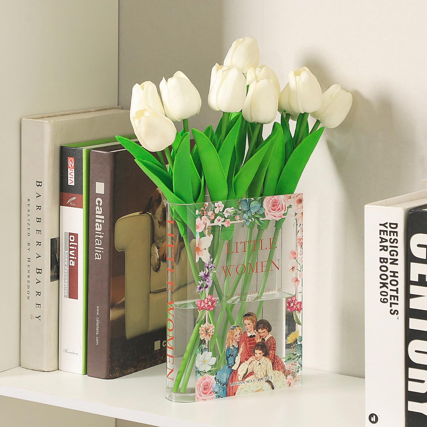 Acrylic Book Vase, Book Flower Vase, Clear Book Vase, Book Shaped Vases for Home/Living Room/Bookshelf/Bedroom/Office Decor Aesthetic, Book Lovers Gifts