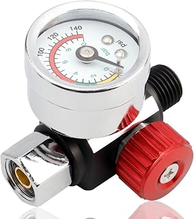 Yakamoz 1/4 Inch Air Compressor Regulator Gauge 0-140 PSI - Precise Spray Gun Pressure Control for Pneumatic Tools & Paint Sprayers