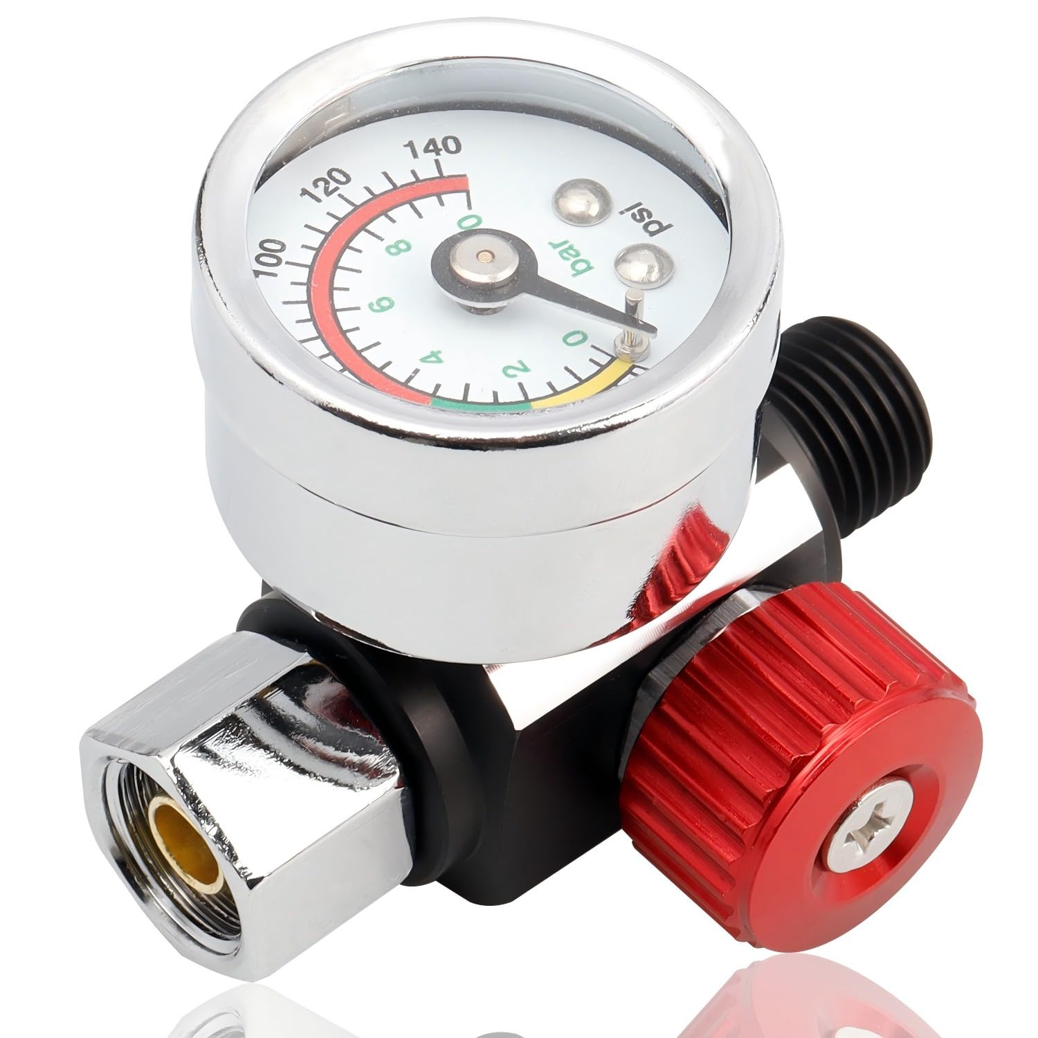 Yakamoz 1/4 Inch Air Compressor Regulator Gauge 0-140 PSI - Precise Spray Gun Pressure Control for Pneumatic Tools & Paint Sprayers