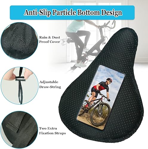Miniatura 5 de Funda de Asiento de Bicicleta de Gel Acolchada Cubiertas de Sillín de Bicicleta para Mujeres y Hombres, Funda de Cojín de Asiento de Bicicleta