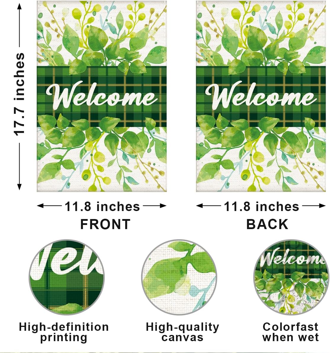 Plant Welcome Spring Garden Flag - Double Sided Green Eucalyptus Burlap Seasonal Small Yard Flag for Lawn & Patio Outdoor Decoration (12×18 Inch) - Image 2