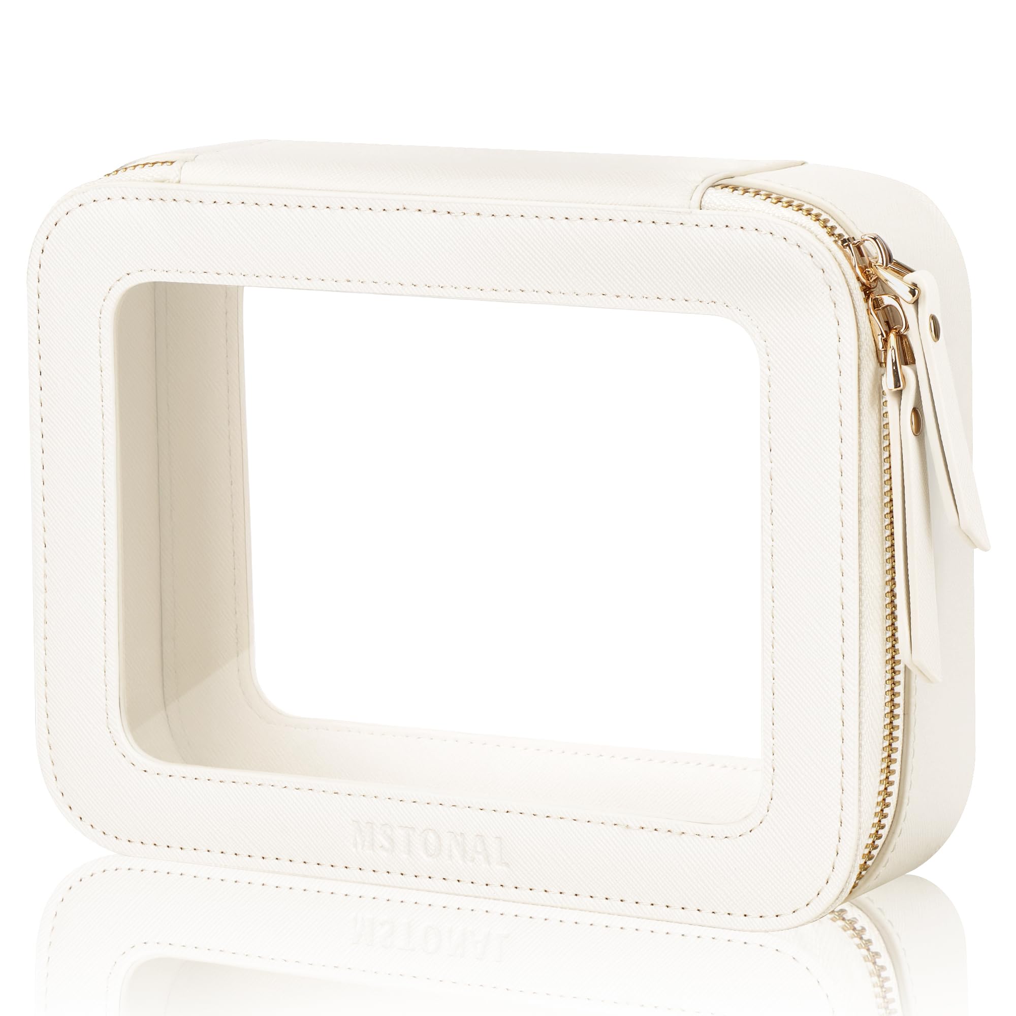 MSTONAL Clear Makeup Bag, Travel Toiletry Bag Cosmetic Case for Women, Waterproof Portable Make Up Skincare Pouch with Zipper, Compact Car Organizer