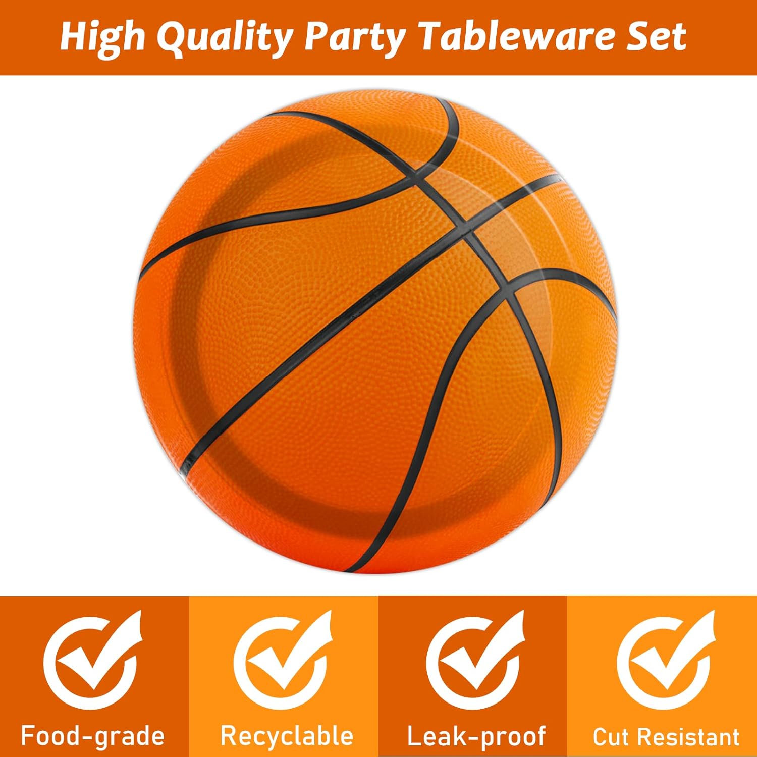 Wiooffen 48 Pcs Basketball Party Plates 7inch Birthday Party Disposable Paper Dessert Plates Supplies Decorations Basketball Theme Plates Tableware for Birthday Baby Shower - Image 3