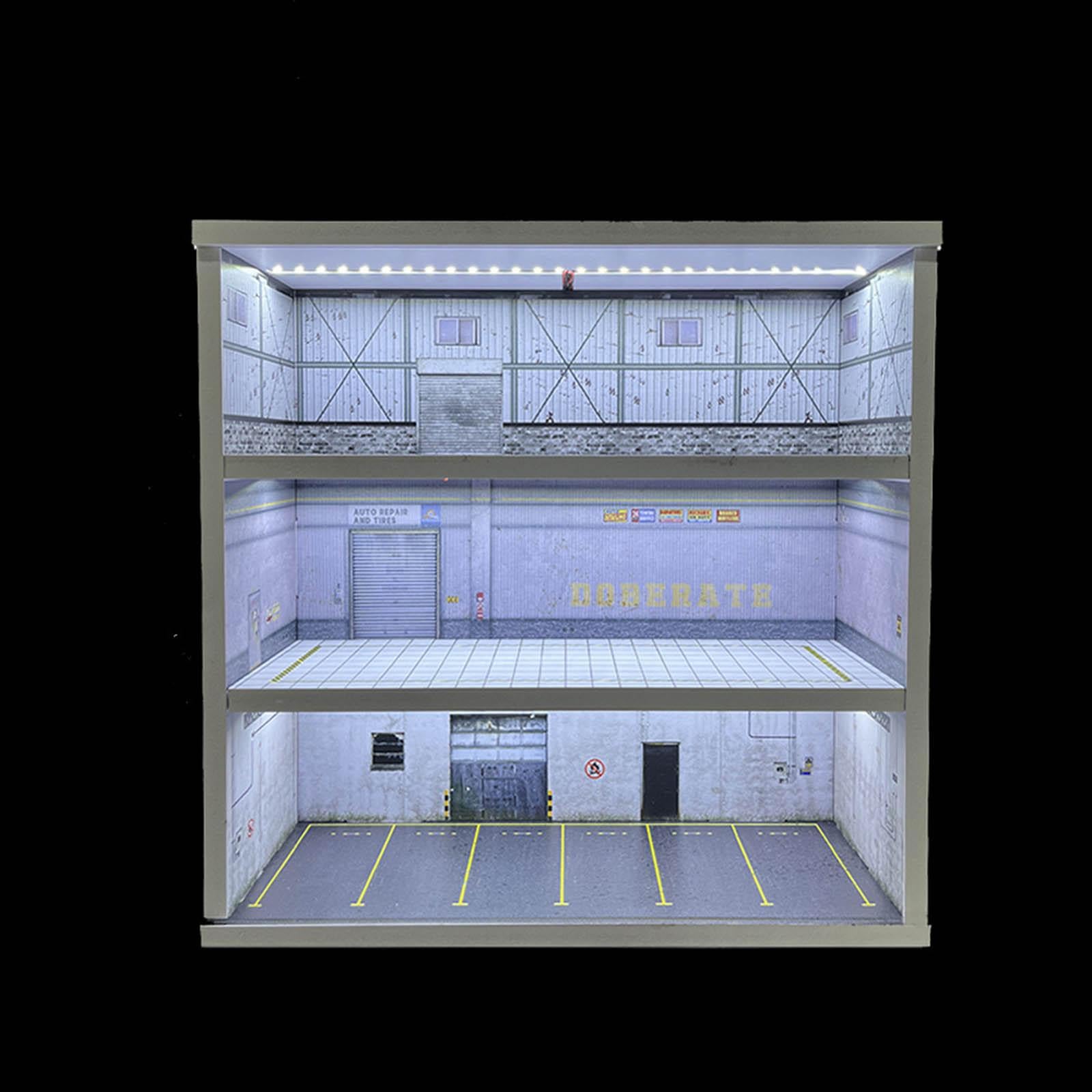 Modellauto Vitrine Im Maßstab 1:64, Parkplatzszene, Garagendiorama, mit, Sammlergeschenk, Ornament, Miniaturszene, Style B