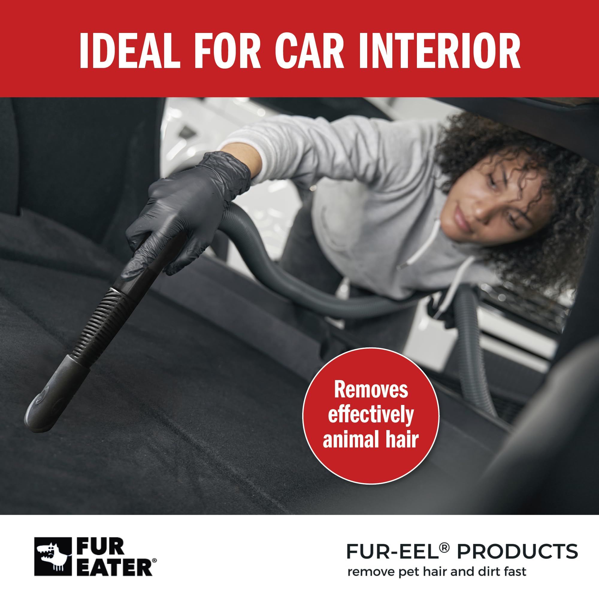 FUR-EEL 2.0 Pro Combo - Aspiratore per rimozione peli di animali domestici, con 2 testine sostituibili in gomma, nessun flusso d'aria intasato, adatto per tubi da 32 mm e 35 mm