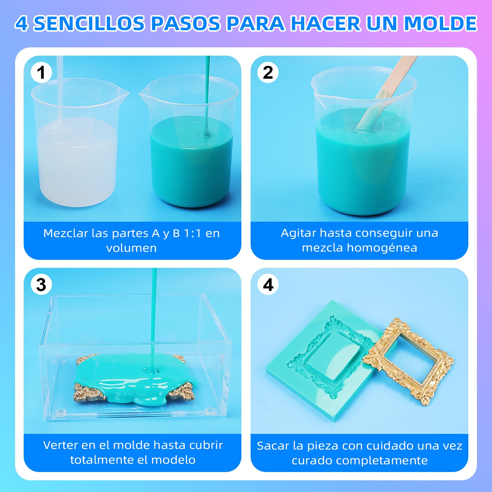 Silicona Líquida para Moldes 15 Shore A - Caucho de Silicona No Tóxico, de Curado Rápido Mezcla 1:1, para Resina, Velas y Manualidades （Verde Jade, 2.3 kg）