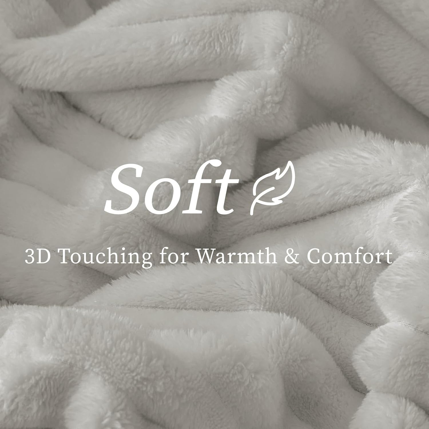 BEDELITE Blankets Queen Size for Bed, 300GSM Soft & Warm Fleece Blanket, Decorative and Giftable Striped Light Grey Blankets for Women, Men, 90"x90" - Image 4