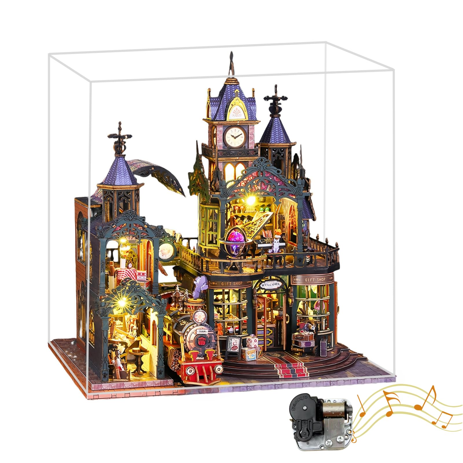 DIY Steampunk Train Station Model Kit – Railtrack Phantom City - Victorian Fantasy Architecture 3D Puzzle for Adults (Railtrack B)
