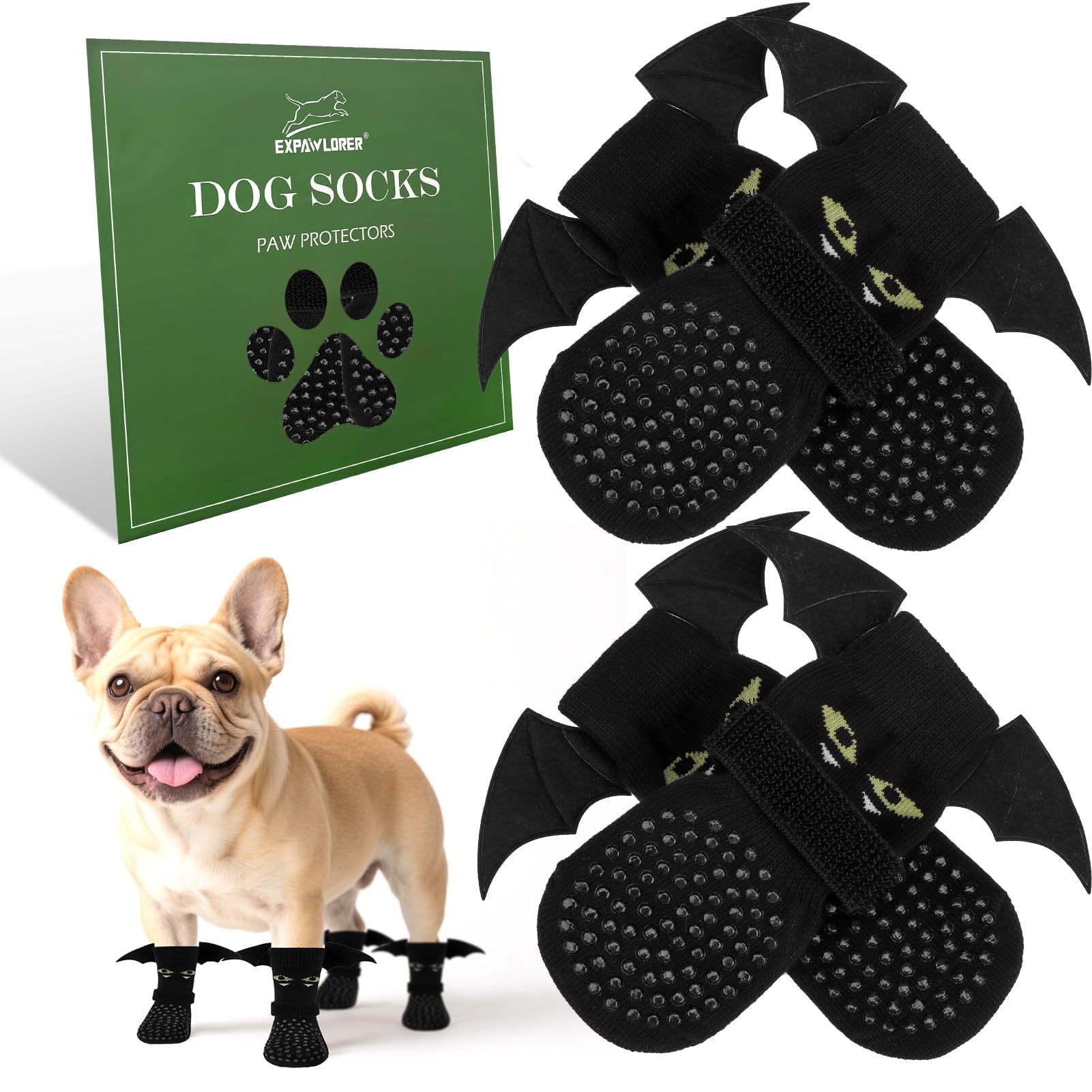 EXPAWLORER Halloween Anti-Slip Dog Socks Paws Stop Licking with Grips