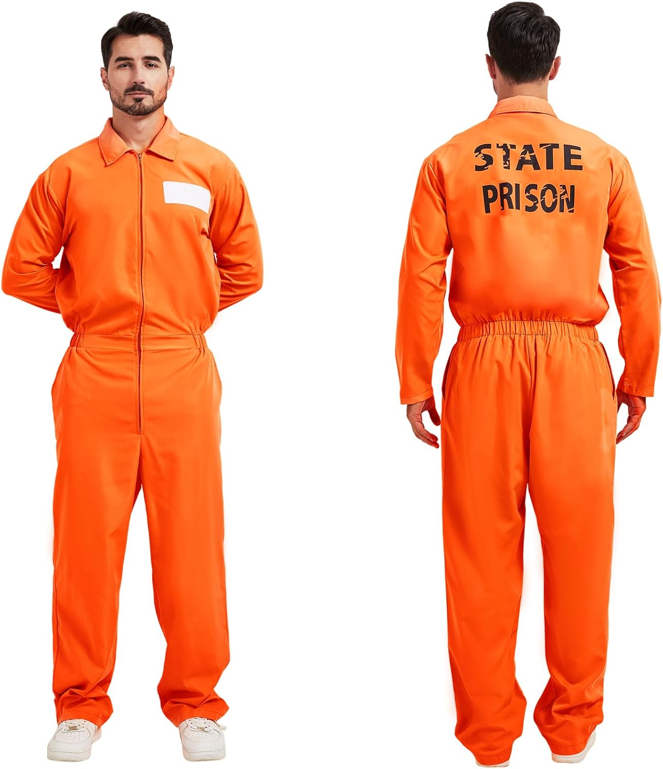 Prisoner Jumpsuit Costume Women Men 6PCS Orange Prison Jail Inmate Halloween Costume Cosplay Outfit for Women Men - Image 3