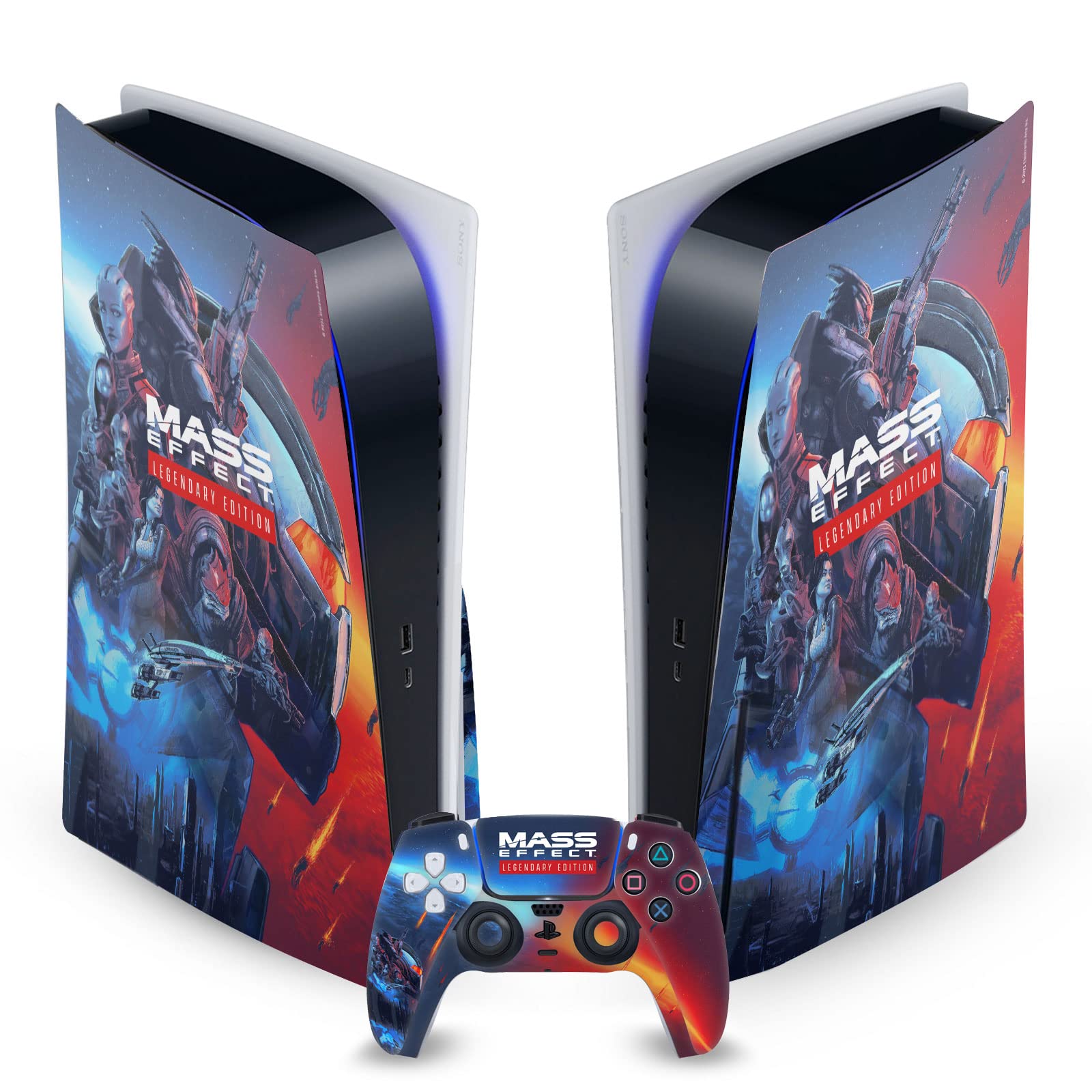 Head Case Designs Oficjalnie Licencjonowany EA Bioware Mass Effect Key Art Legendarna grafika Skora Winylowa Naklejka Kompatybilny z Sony PlayStation 5 PS5 Disc Edition Console & DualSense Controller