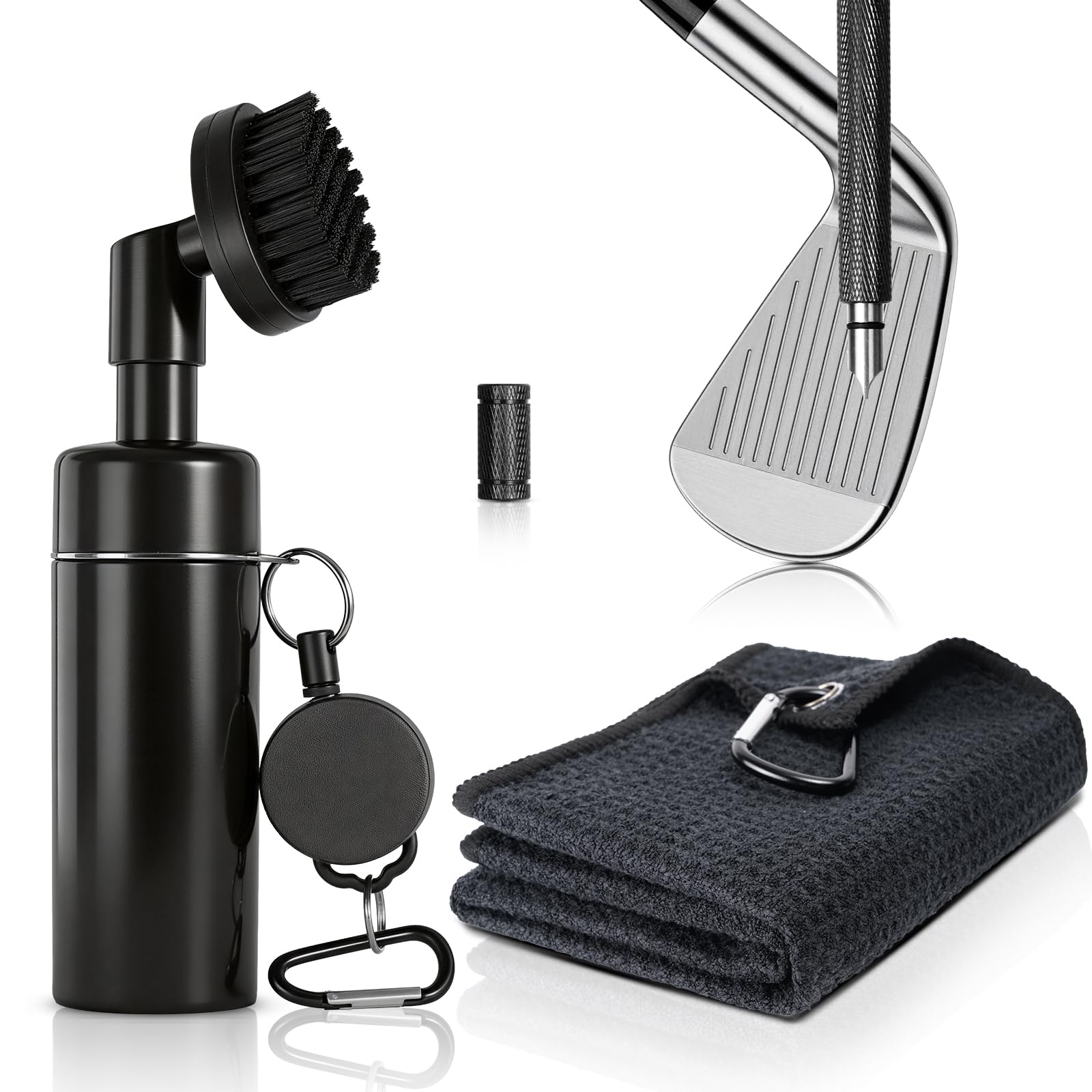 Vicloon Kit de Limpieza para Golf,Cepillos Limpiadores de Toallas de Golf,Herramientas de Limpieza de Golf Cepillo con Afiladora de Ranura de Golf,Club Cleaning Brush,Towel