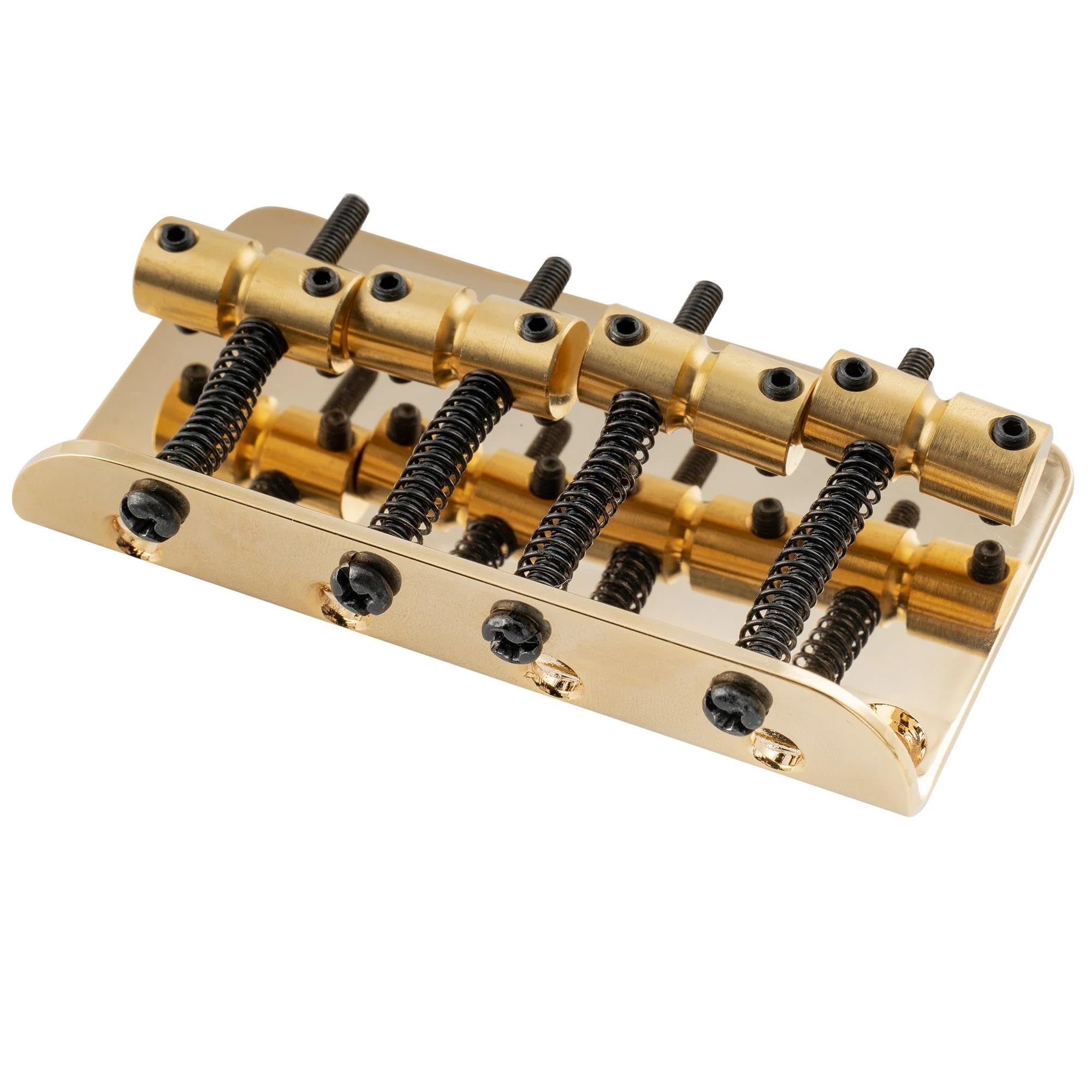 Mostek Gitarowy Rozstaw 19 Mm Klasyczny Standardowy 4 Strunowy Mostek Basowy Ładowany Od Góry Z Mosiężną Stalową Płytką Siodłową(Gold)