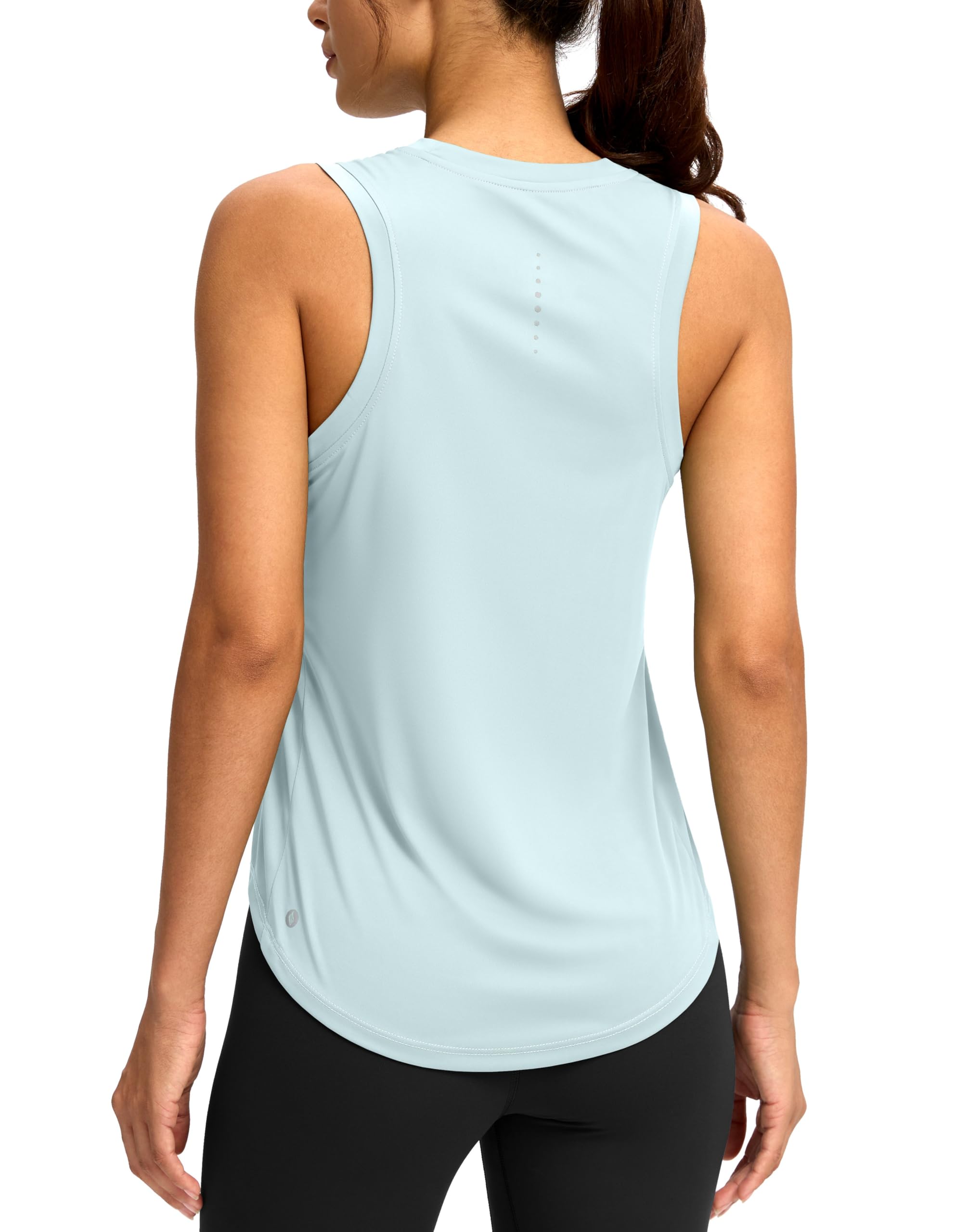 SANTINY Women's Workout Tank Top Racerback Athletic Shirt | Lightweight Breathable, Soft, Quick Dry, Sleeveless, Loose Fit, Crew Neck, Moisture Wicking, Stretchy, for Yoga Running Gym Medium Sky Blue