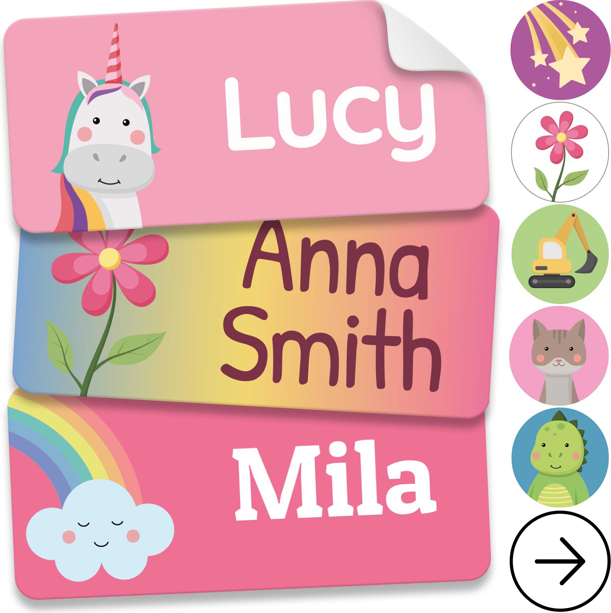 Personalized Name Labels for Kids (210 Labels) - Durable & Waterproof Custom Name Stickers for Clothing Tags, School Supplies, Camp & Daycare - Blush