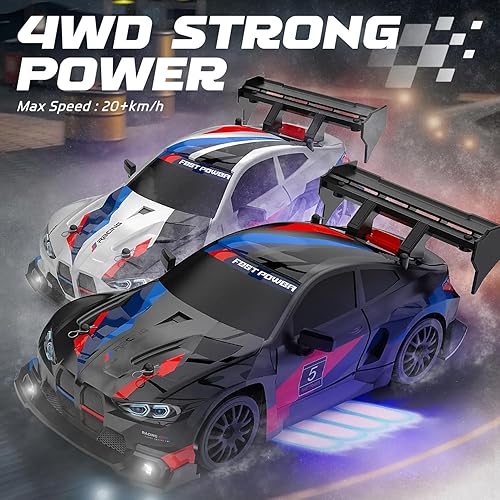 Miniatura 2 de Coche de deriva a control remoto a escala 124 para niños, 2.4 GHz, 20 KMH, 4WD, autos RC de alta velocidad con luz LED, dos baterías y neumáticos de