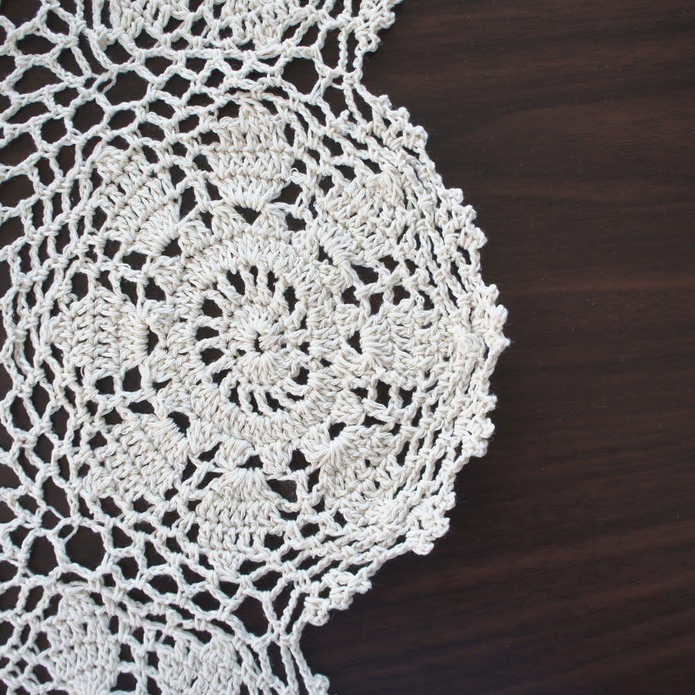 Tovaglia Rotonda All'Uncinetto Fatto A Mano - Cotone Pizzo 60 Cm, Decorazione Vintage Per Tavolo, Matrimoni E Feste