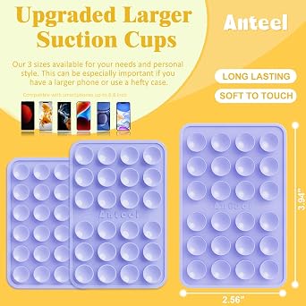 PKYAA Silicone Suction Phone Case Adhesive Mount, Upgraded Super Strong Grip, Durable, Easy to Use, Hands-Free Sticky Phone Holder for Selfies, Tiktok Videos, 2.56x3.94 (Black)