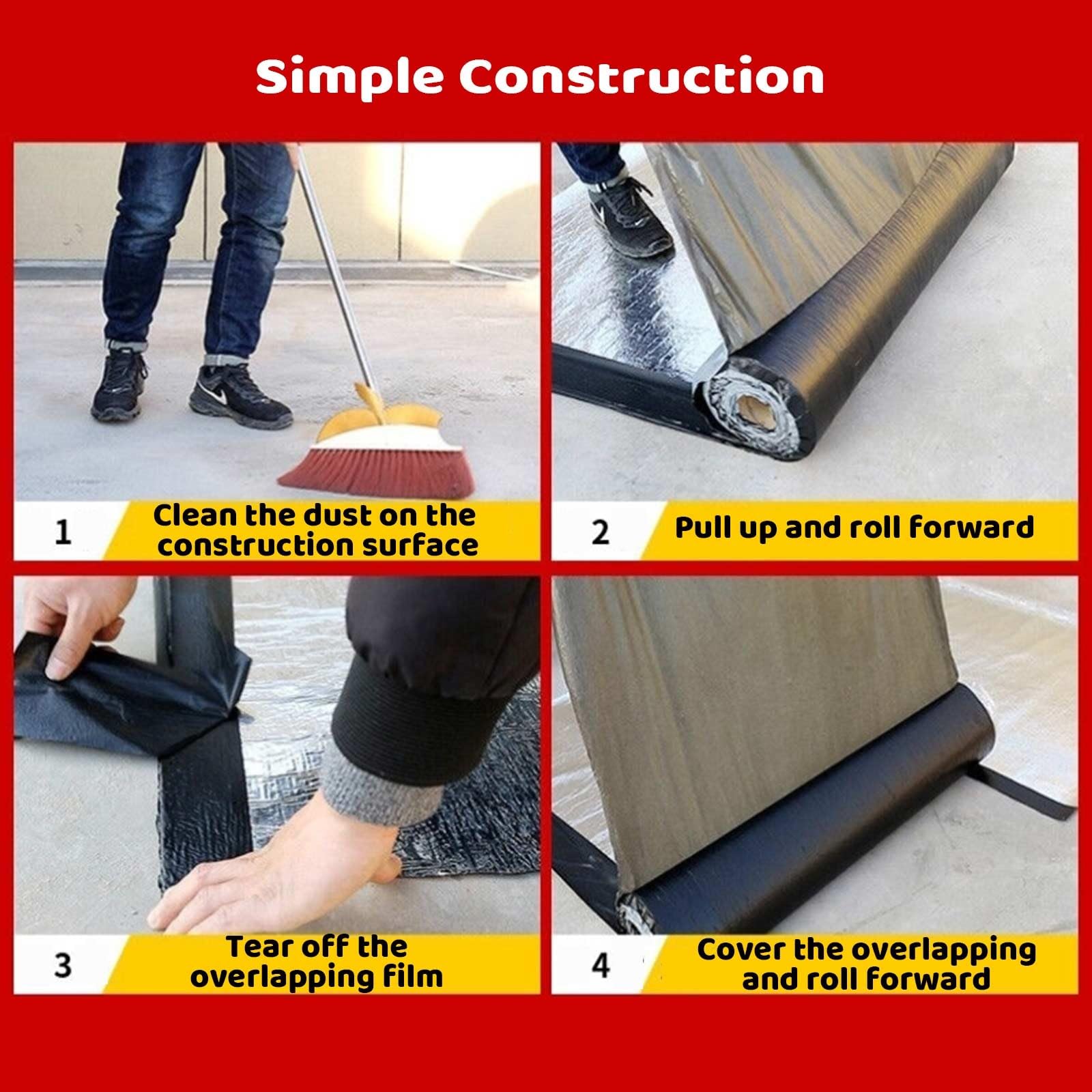 Tela Asfaltica Autoadhesiva Cinta Reparación de Techos Rollo Adhesivo de Tela Asfáltica para Tuberías Metal Fugas de Techo Sello de Ventana Bar(W20cm x T1.50mm x L5.0m)