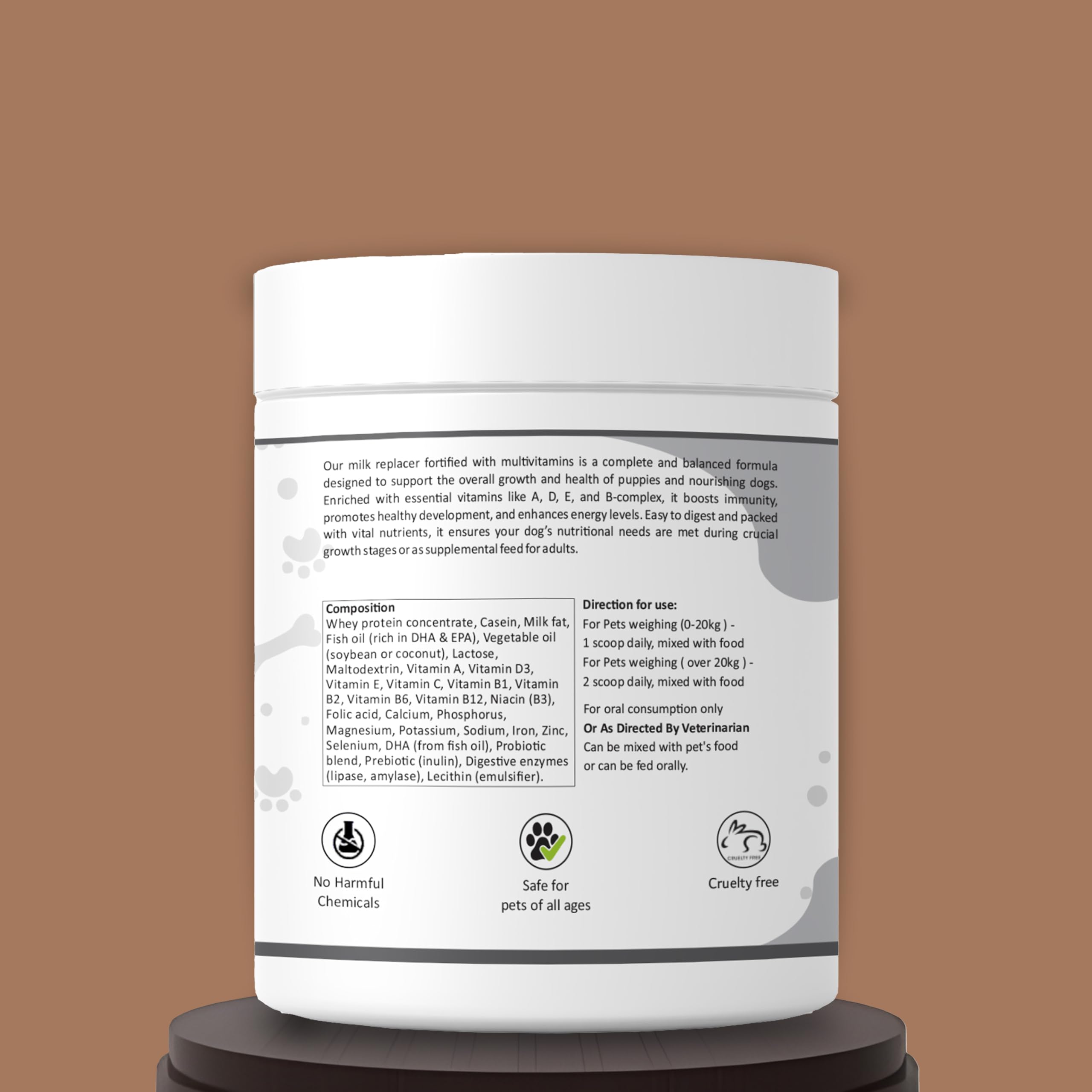 Aniamor Milk Replacer with Multivitamin for Dogs & Cats | Multivitamin for Dogs | Boost Immunity | Dog Supplement for Growth, Skin & Bone Health | All Life Stage | 200gm Jar