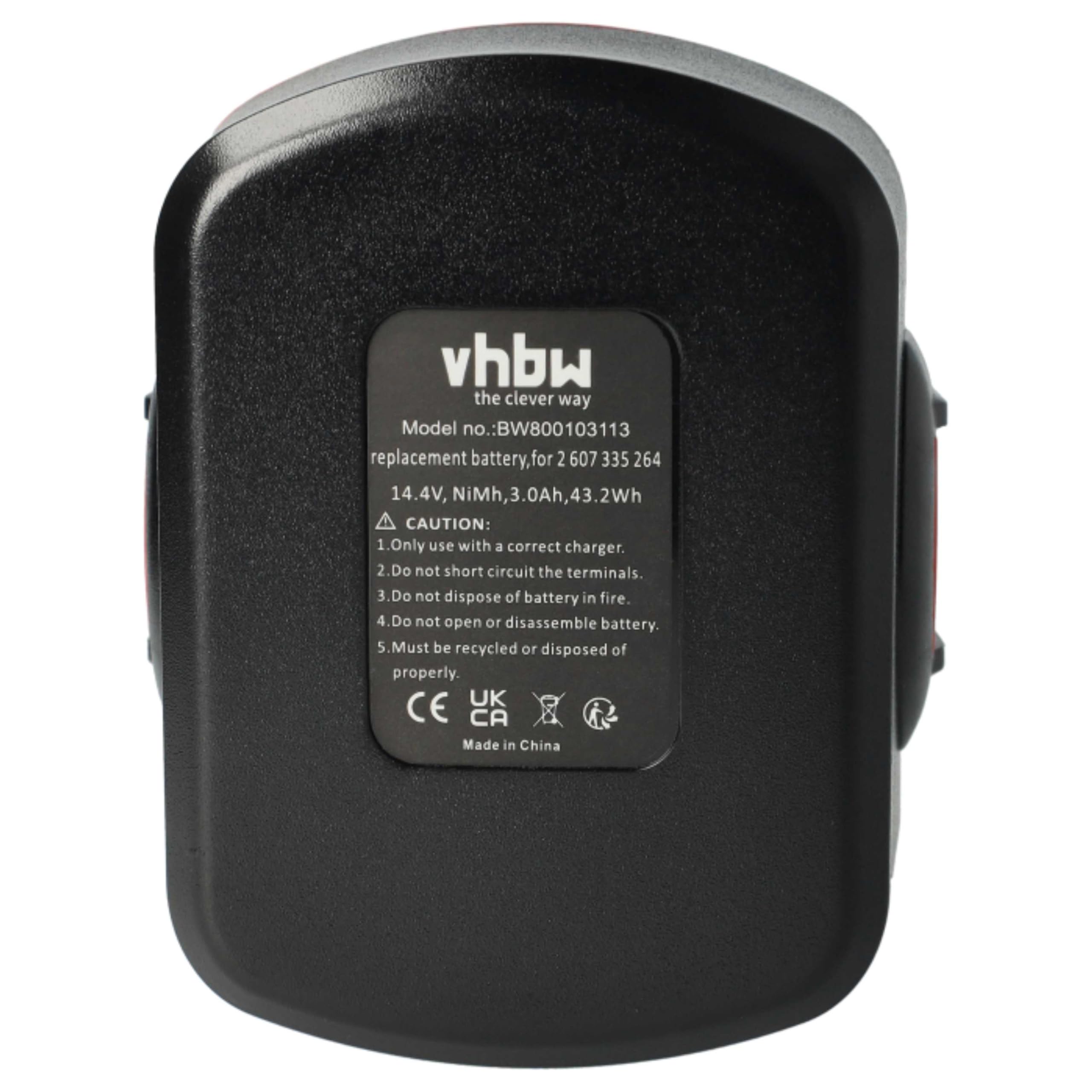 vhbw Ni-MH akumulator 3000 mAh (14,4 V) do narzędzi 33614-2G, 3454, 3454-01, 3454SB jak Bosch 2 607 335 264, 2 607 335 276, 2 607 335 465.