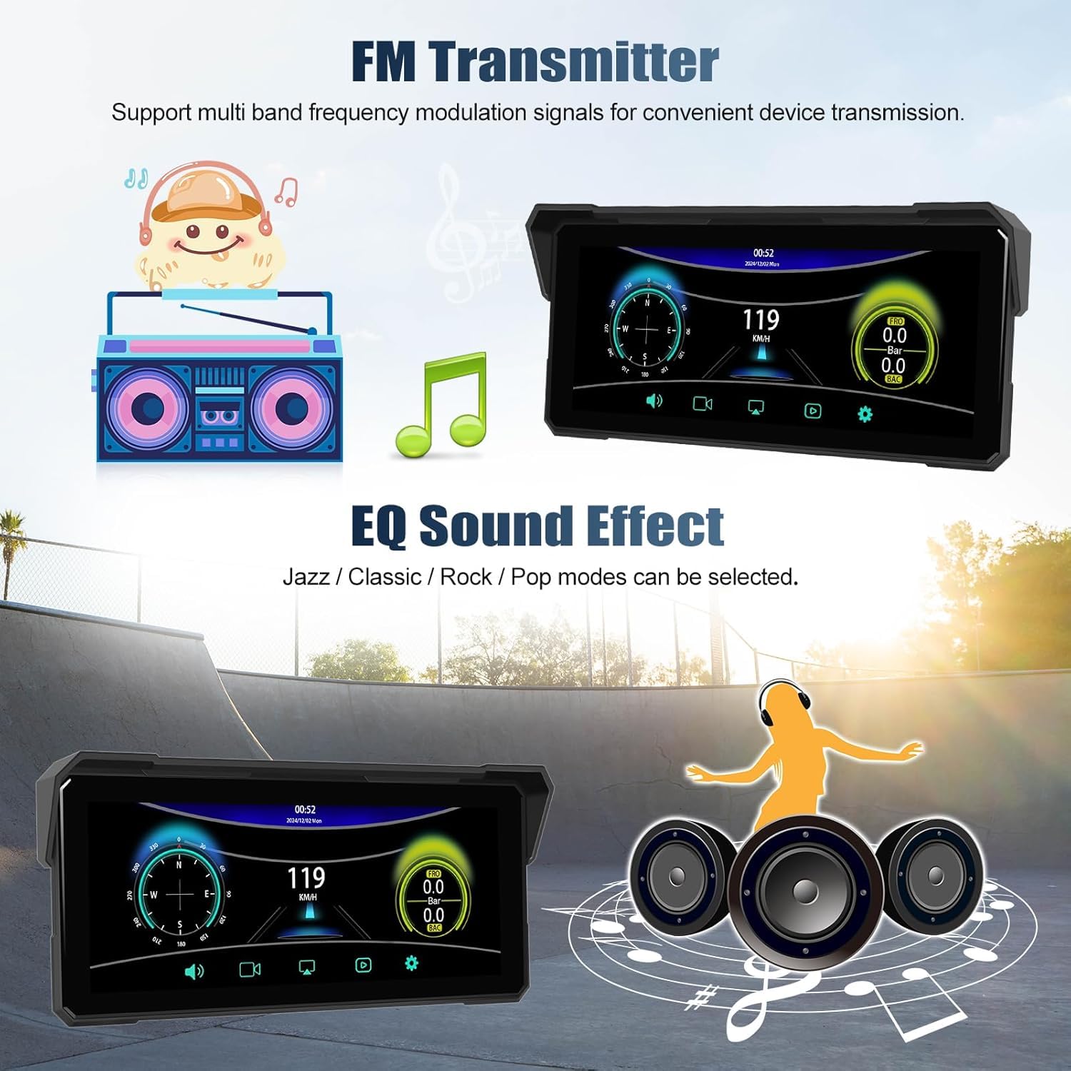 CAMECHO Cámara de salpicadero para motocicleta, pantalla Carplay y Android Auto para motocicleta, Carplay Moto, IP68 impermeable, pantalla táctil de 8.1 pulgadas para motocicleta, Carplay inalámbrica