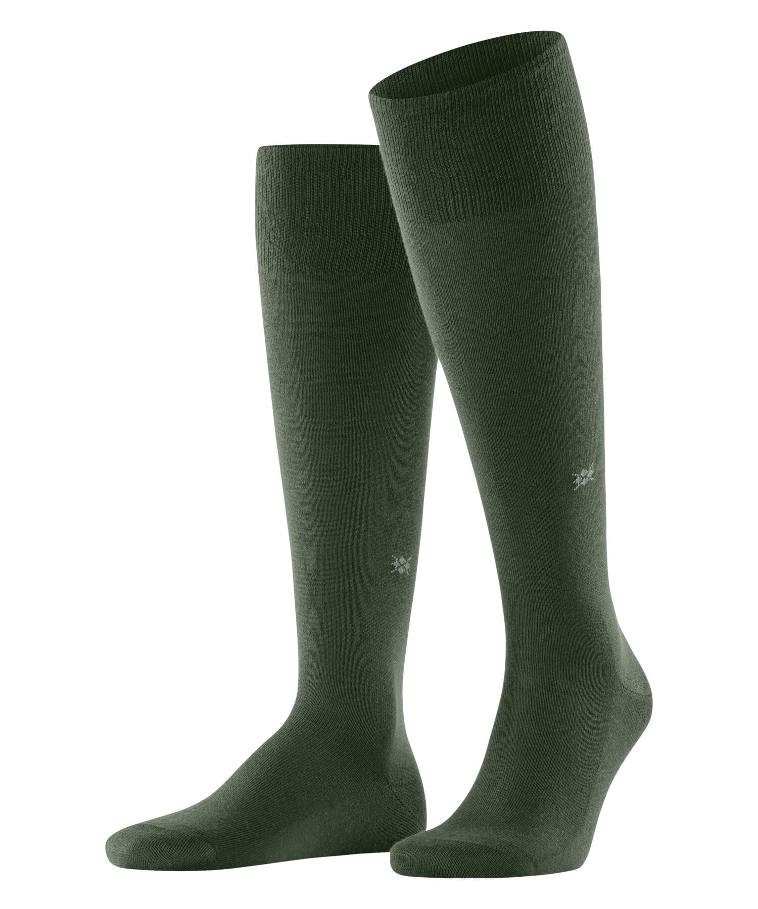 Burlington Men's Leeds M Kh Cotton Wool Long Plain Knee-High Socks 1 Pair, Green Asparagus 7045, 6.5-11