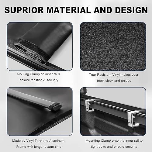 Miniatura 5 de MOSTPLUS Cubierta enrollable de vinilo suave para caja de camioneta compatible con Ford F150 F-150 Styleside 2009-2014 5.5 pies de caja -66 pulgadas