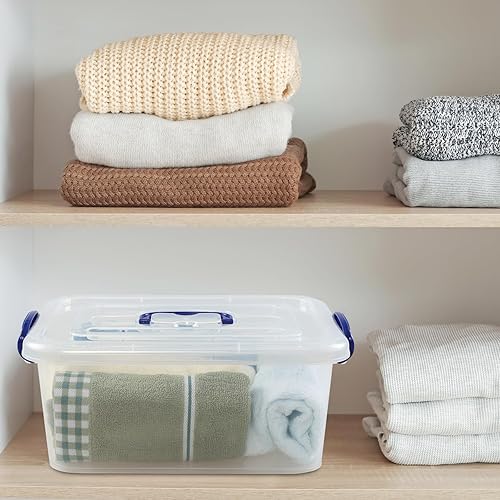 Miniatura 5 de Asking Caja de almacenamiento transparente de 8 L con asa, 2 cajas de almacenamiento de plástico