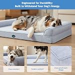 Ownpets 5-Layer Cooling Orthopedic Dog Bed for Summer, Sofa-Style Bolster Pet Bed with Q-Max>0.4 Cooling Fabric, Waterproof Lining & Washable Cover, Non-Slip Bottom for X-Large (48"x32"x7.5") Dogs