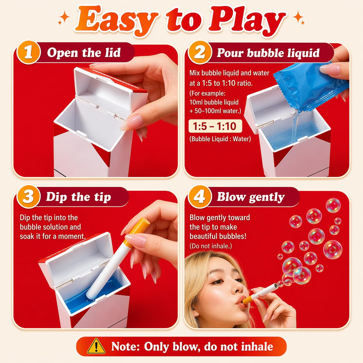 2 Stück Seifenblasen Zigaretten-Spielzeug, Bubble Puff Cigarettes for Party & Cosplay, Bubble Puff Zigaretten Toy, Novelty Gifts for Parties