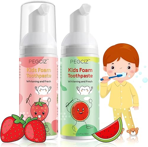 Miniatura 1 de Pasta de dientes de espuma para niños, enjuague bucal para niños con sabor a fruta - Pasta de dientes para niños pequeños, 360 Care Low Fluoruro y