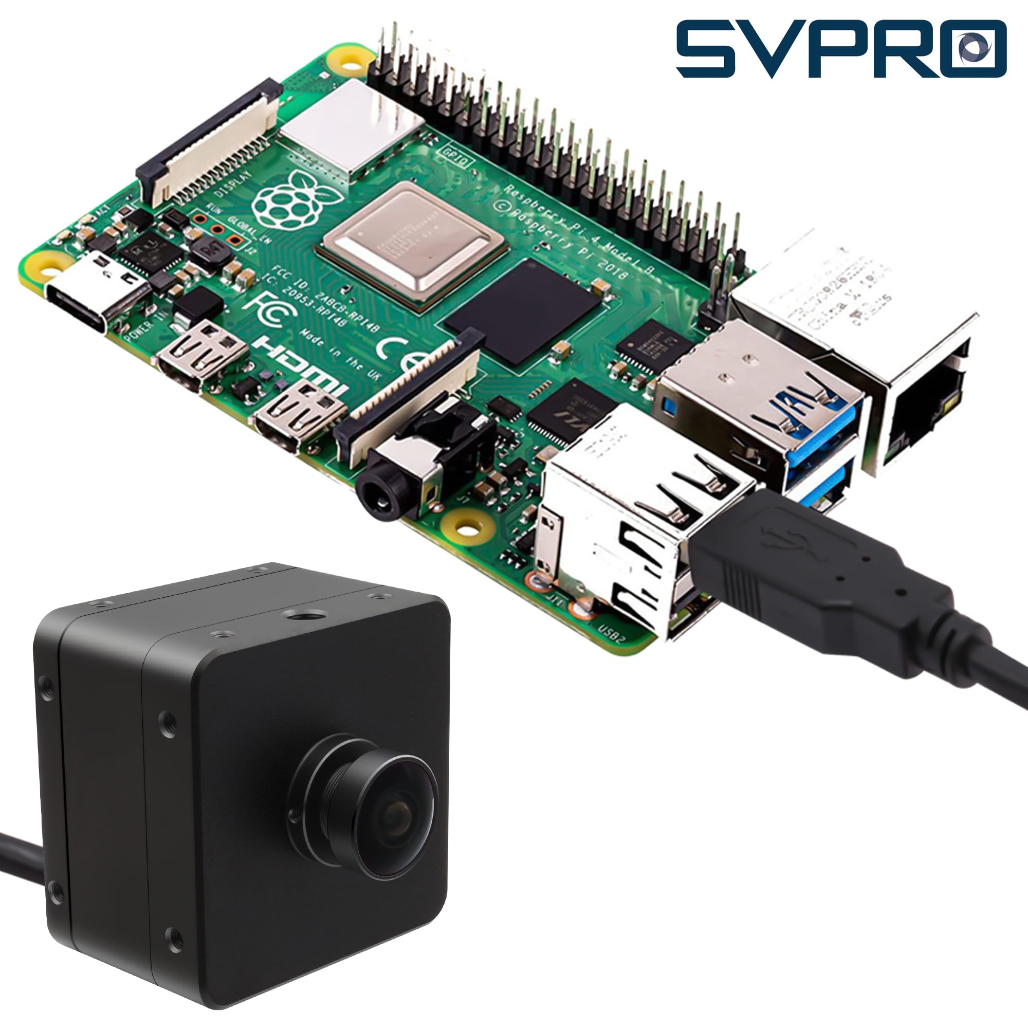 Svpro Caméra d'obturation Globale USB 3.0, 1200p 120fps, 720p 200fps Webcam Haute Vitesse avec boîtier en métal pour numérisation 3D, VR/AR, Grand Angle Fisheye 153°, caméra UVC pour Ordinateur et