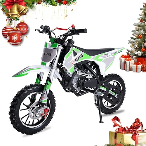 58CC 4-Stroke Kids Dirt Bike, Gas Dirt Bikes for Kids 8-14, Off-Road Pull Start Pit Bike, Max Speed21.75 MPH,Max Load 143 LBS,Pocket Pit Trail Bikes W/EPA Approved