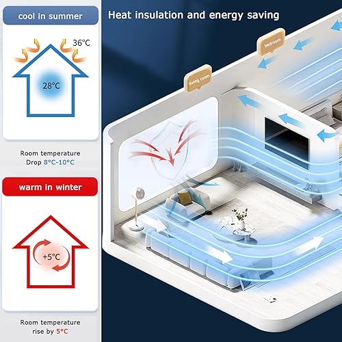 Miniatura 5 de Película de ventana reflectante antirrayos UV con control de calor, película aislante de papel de aluminio, no adhesiva, reutilizable, para oficina,