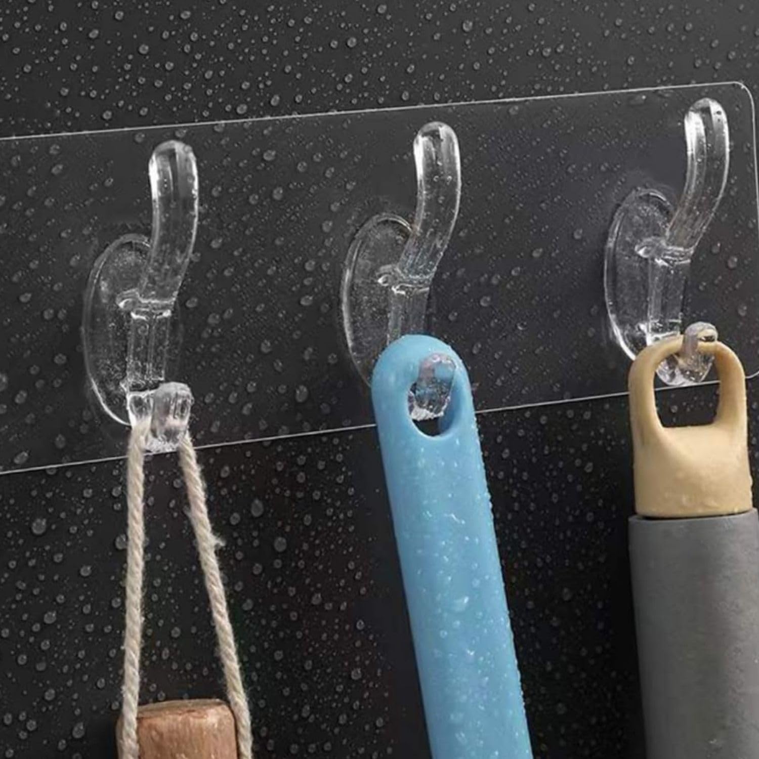 Misamo Enterprise Transparent Over Door Hook Rack, 6 Hooks (Set of 2) - Image 2 thumbnail