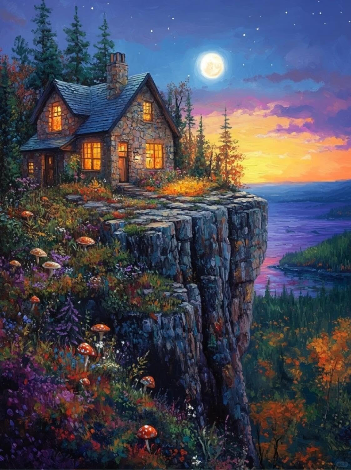 Rqwybcaxn Embroidery Beads Kit House at Night 40x50cm