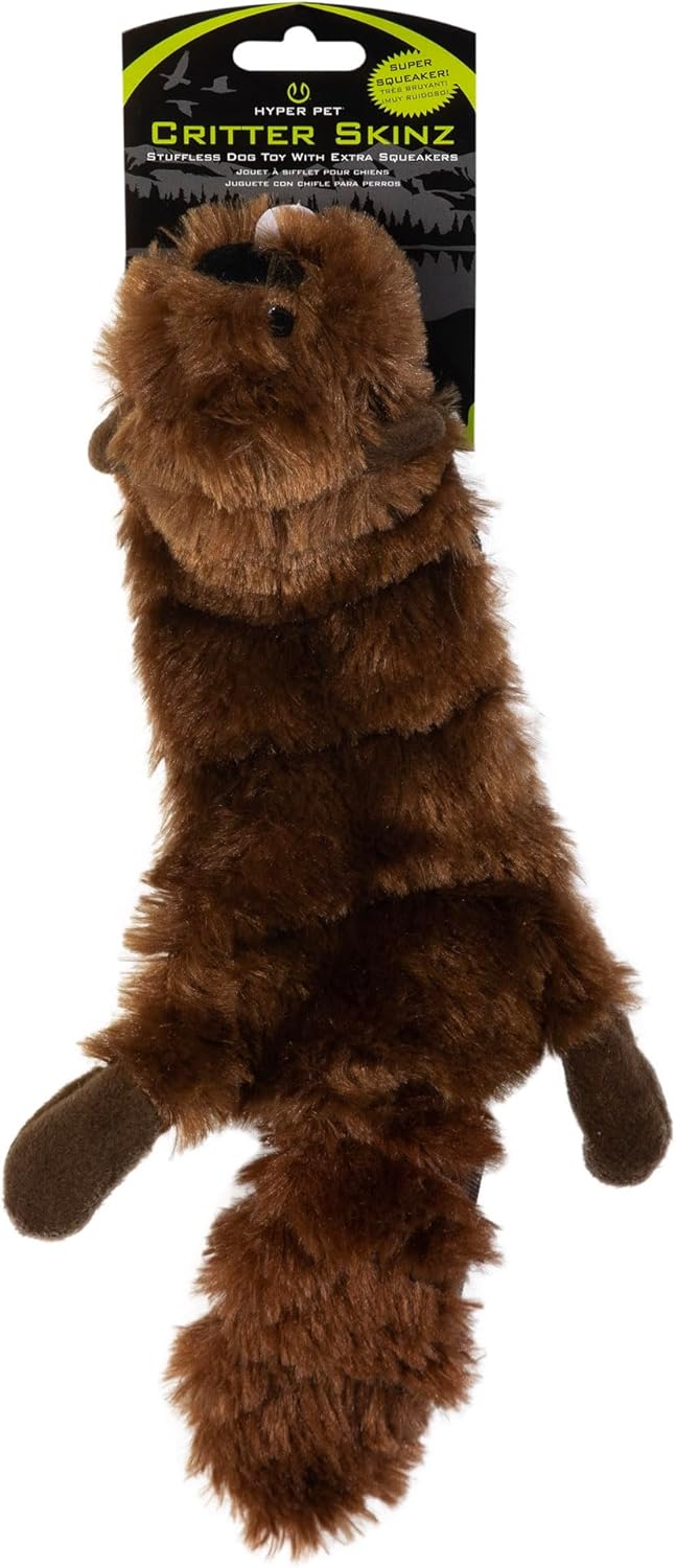 Hyper Pet Critter Skinz Beaver Super Squeaker Plush Dog Toy, Large