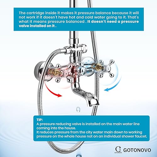 Miniatura 5 de gotonovo Juego de 8 grifos de ducha expuestos a la lluvia, 2 pomos dobles, mango cromado, triple función, boquilla de ducha, conjunto de unidades de