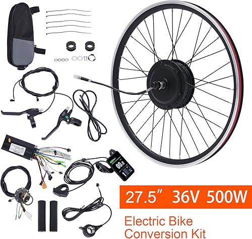 Miniatura 7 de YIYIBYUS Kit de conversión de bicicleta eléctrica, 500 W, 36 V, 27.5 pulgadas, rueda delantera, kit de motor de bicicleta eléctrica con pantalla