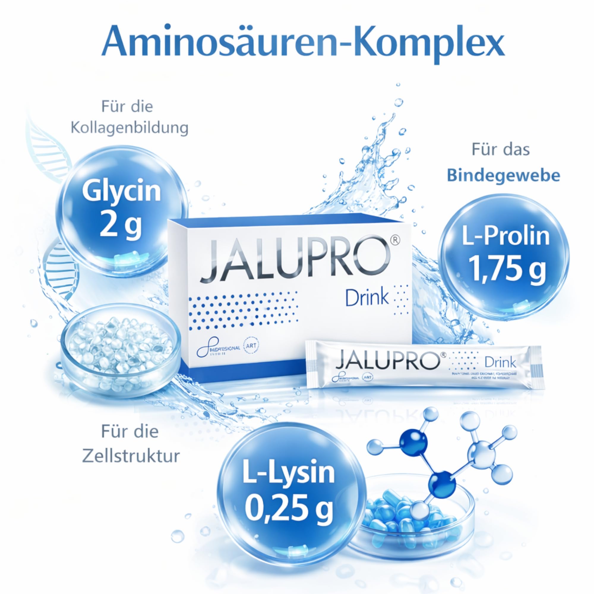 Drink® Kollagen Drink Anti Aging Nahrungsergänzung – Aminosäuren Glycin L-Prolin L-Lysin – Beauty, Haut Elastizität Spannkraft Strahlkraft – Hautpflege von innen, 30 Stück