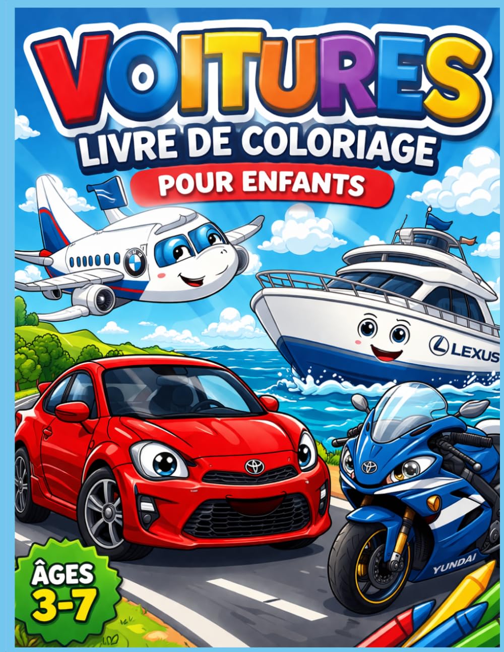 Livre de coloriage de voitures pour enfants (3-7 ans): coloriage de tous type de voiture