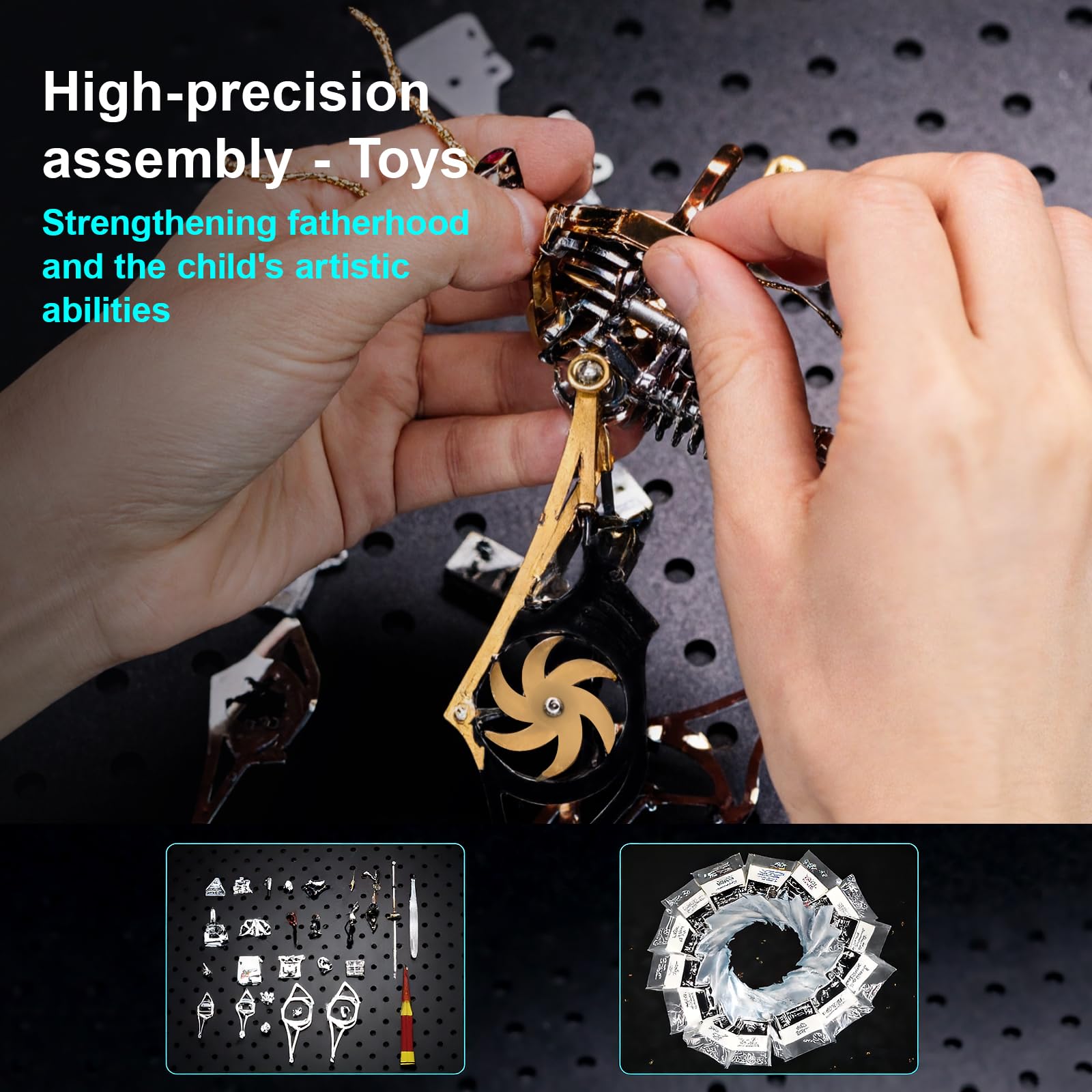 3D Metallbausatz-Serie: Mechanische Hornisse, Phönix & Alterdrache Kreatives DIY-Puzzle mit Spielspaß & intellektueller Herausforderung ，3D Metall Puzzle (Black Gold, Homisse)