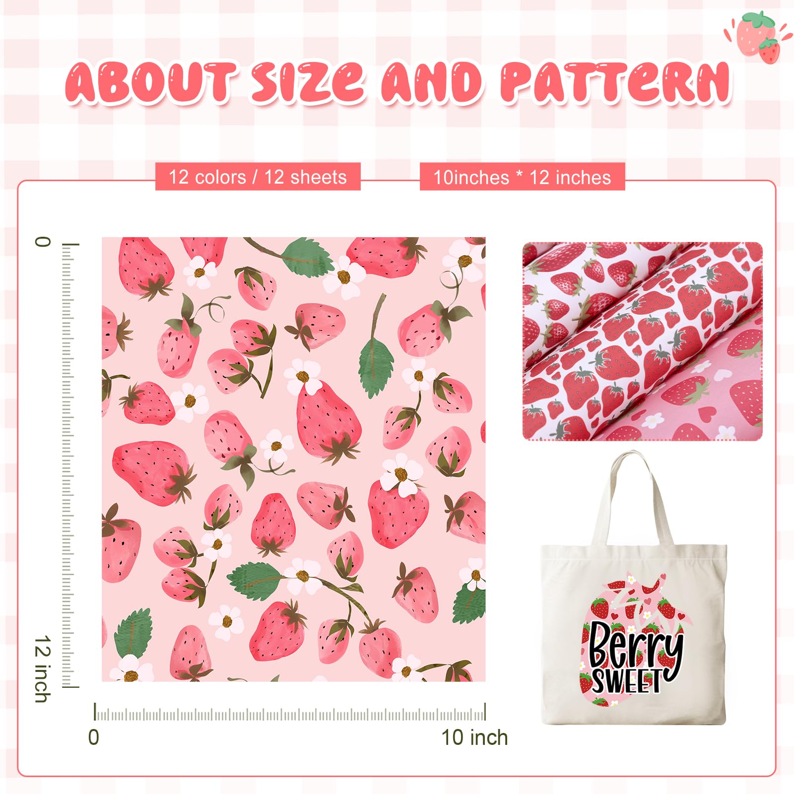 Tintnut Papel de transferencia de sublimación de fresa, 10 hojas de tinta de transferencia de sublimación con patrón de flores de 12 x 10 pulgadas, compatible con Cricut o Silhouette